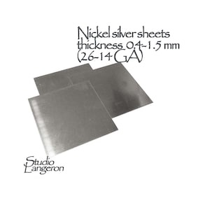 Feuilles de maillechort Epaisseur 0,4 - 1,5 mm 10х10 cm, maillechort, alpaga, fabrication de bijoux, argent allemand, feuilles - 1 pièce