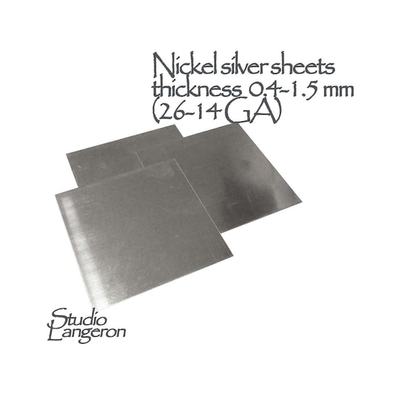 Nickel silver sheets Thickness 0.4 - 1.5 mm size 10х10 cm, Nickel silver, Alpacca, Jewelry making, German silver, Sheets - 1 piece