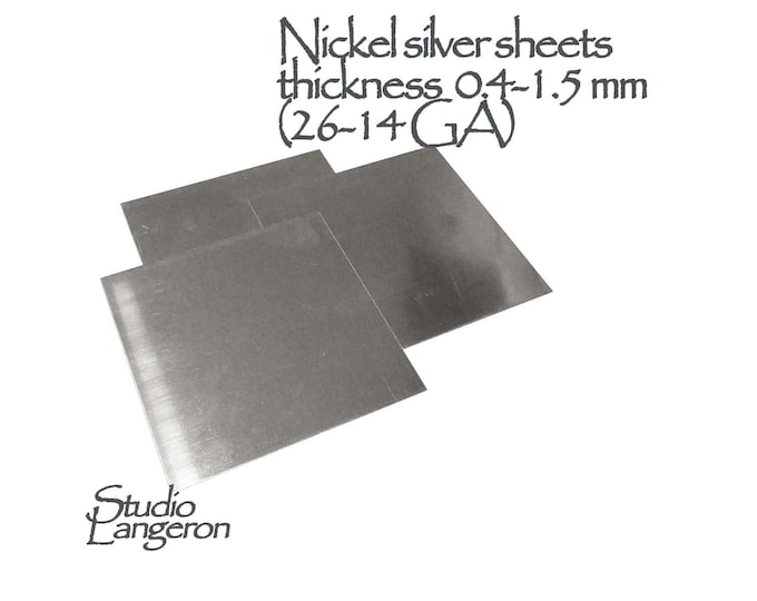 Nickel silver sheets Thickness 0.4 - 1.5 mm size 10х10 cm, Nickel silver, Alpacca, Jewelry making, German silver, Sheets - 1 piece