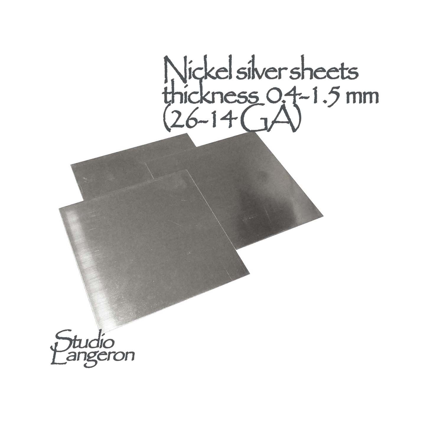 Nickel silver sheets Thickness 0.4 - 1.5 mm size 10х10 cm, Nickel silver,  Alpacca, Jewelry making, German silver, Sheets - 1 piece