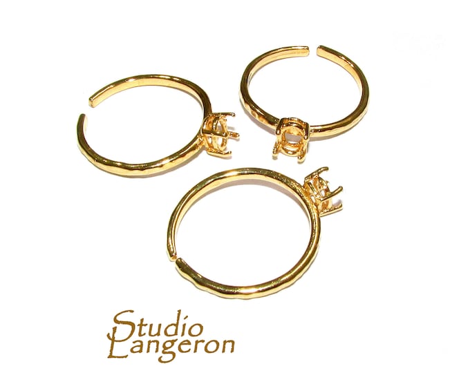 14K Yellow gold filled open blank ring with 4-prong setting 4x6 mm, Base ring, ring gold filled, Jewelry making, Setting, Mounting - 1 piece