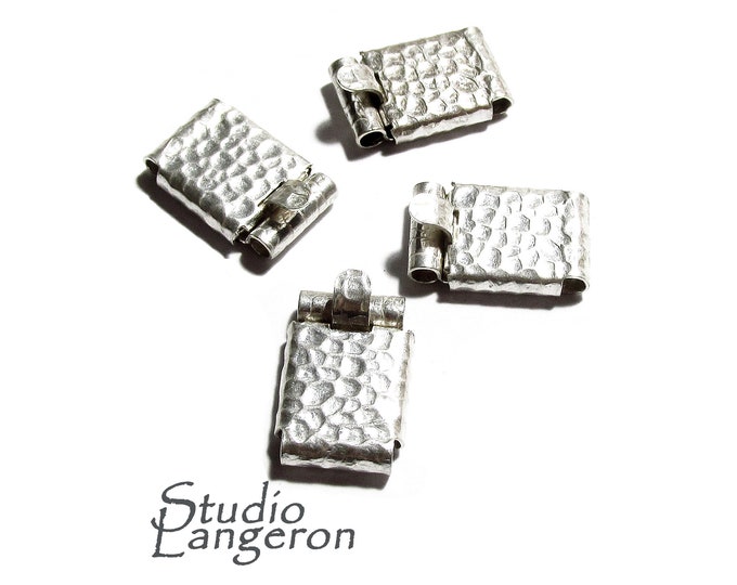 925 Sterling Silver Hammered Box Jewelry Clasps size 16x10mm, Hammered Box clasp, Jewelry making, Silver Clasps, Rectangular clasp - 1 piece