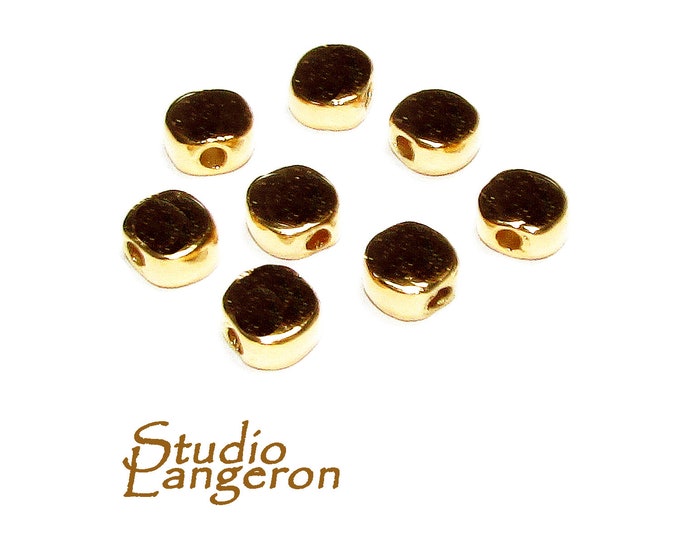 14K Gold filled Round flat beads size 5.0x2.8 mm, Flat beads, Beads for bracelets, 14K Gold filled, Jewelry making, Round Bead - 1 piece