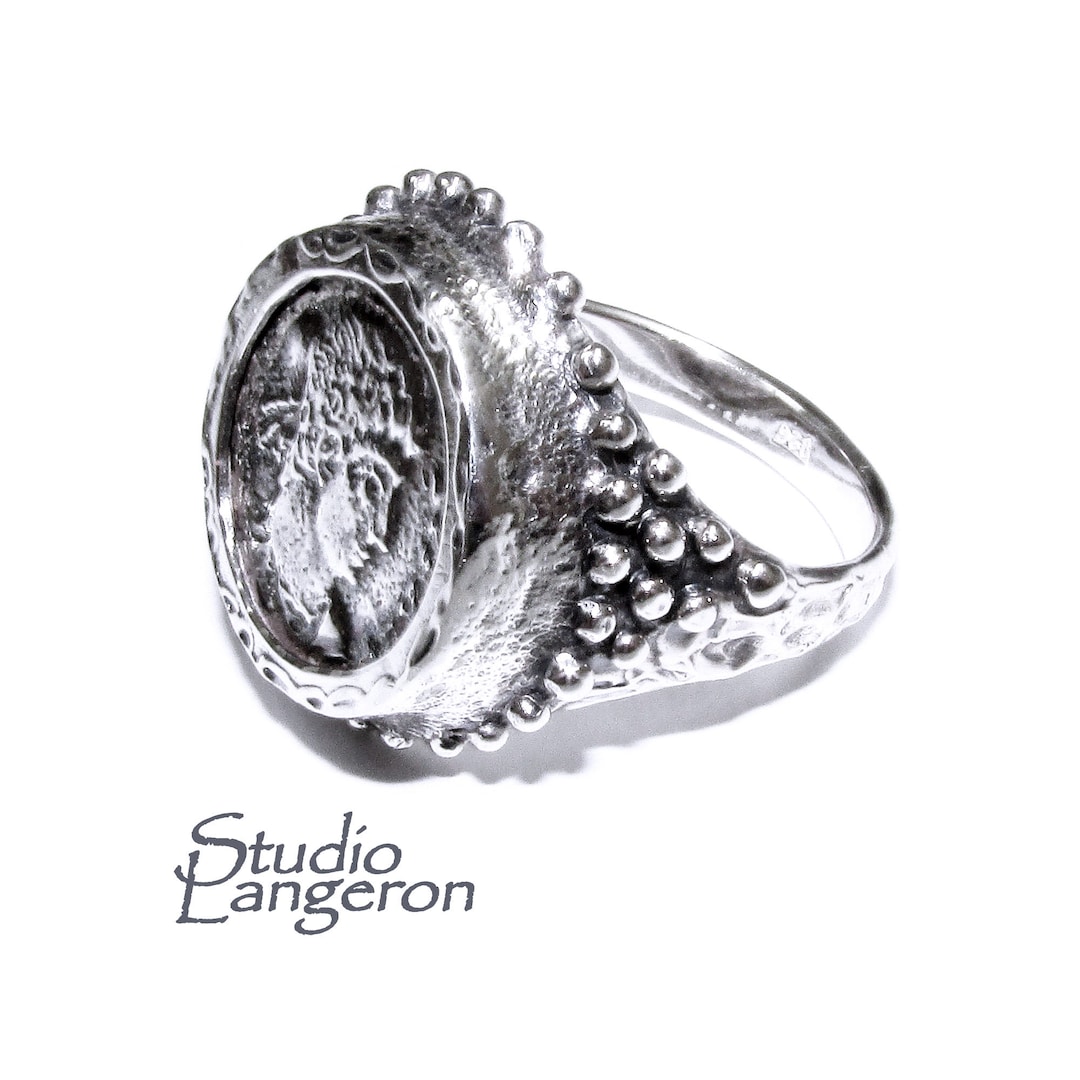 Antique Coin Ring 925 Sterling Silver Size 8 1/2 Handmade Etsy