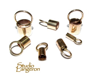 14 kt gold filled eindkapjes maten: 0,6-6,6 mm, buiseindkapjes, gold filled eindkapje, sieraden maken, 14 kt gold filled, - 1 paar (2 stuks)