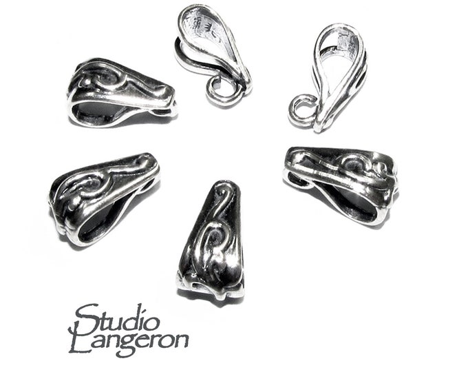 925 Sterling silver Swirl Design Pendant Bail, Bail with hook, bail with look, Jewelry making, Bail silver, Bail finding, Pendant - 1 piece