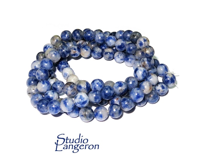 SALE!  Natural Sodalite Gemstone Round Beads 6mm 1 strand 50cm (19.5 inch) long, Natural Sodalite, Jewelry making - 1 strand