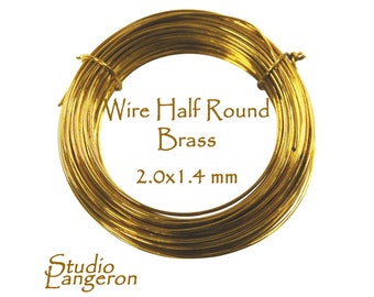 Jeweler's Brass Half-Round Soft Wire thickness 2.0x1.4 mm (12GA), Wire Wrapping, Jewelry making, Brass Half Round wire – 1 meter (3.30 ft)