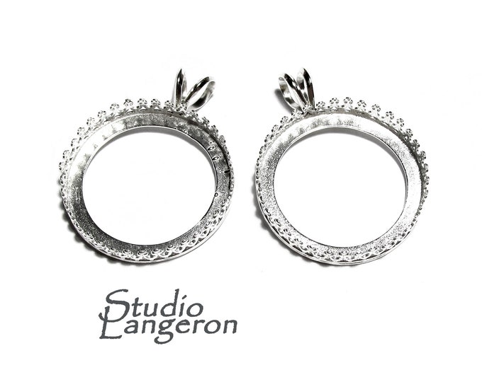 25 mm size 925 Sterling Silver blank pendant, Bezel cup, Jewelry making, Setting, Round bezel cup, Base pendant, Silver pendant - 1 piece