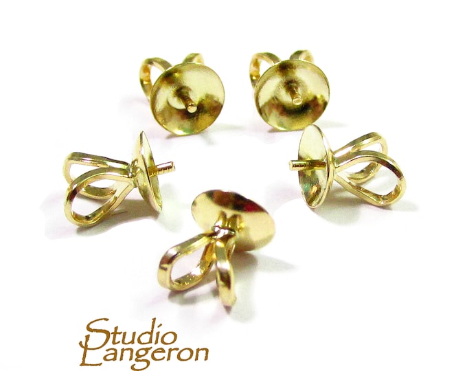 9K Yellow Solid Gold Eye Pearl Component Mounting size 5 mm, 9K Solid gold, bead caps, Jewelry making, Solid gold bead caps - 1 piece