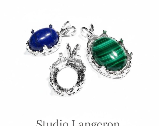 925 Sterling Silver blank pendants sizes 8x10 - 13x18mm, model 1231, bezel cups, Jewelry making, Setting, Blank pendants - 1 piece