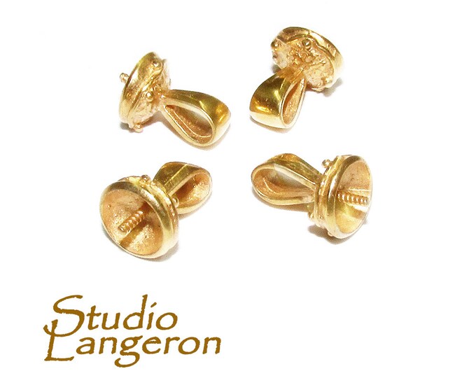14K Yellow Gold Filled Small Screw Eye Pearl Component Mounting, gold filled, bead caps, Jewelry making, Gold filled bead caps - 1 piece