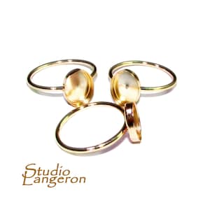 14K Yellow solid gold blank ring with bezel cup 8x10mm size 4 - 11, Base ring, Solid gold ring, bezel cup, Jewelry making, Setting - 1 piece