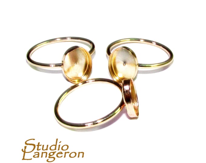 14K Yellow solid gold blank ring with bezel cup 8x10mm size 4 - 11, Base ring, Solid gold ring, bezel cup, Jewelry making, Setting - 1 piece