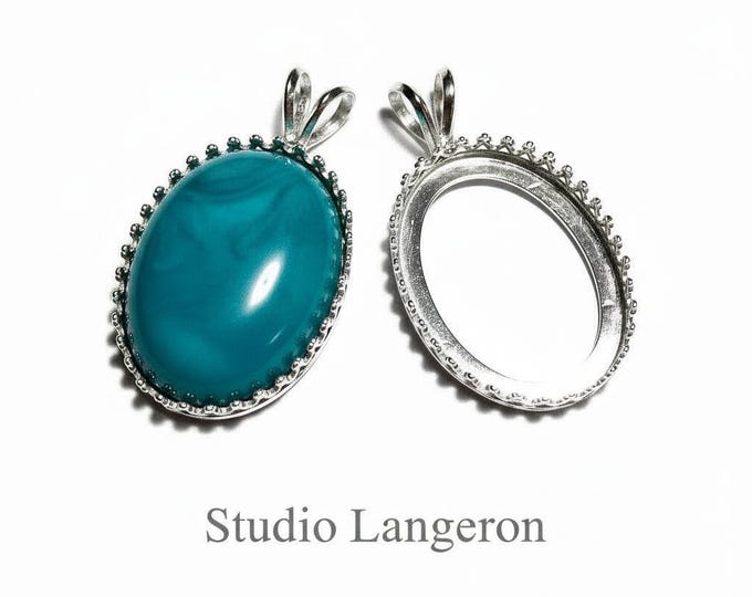 18x25 mm size 925 Sterling Silver blank pendant, Bezel cup, Jewelry making, Setting, Oval bezel cup, Base pendant, Silver pendant - 1 piece