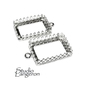 925 Sterling Silver Rectangular Bezel Cups size 13x18 mm with closed ring, Bezel cup, Setting, Jewelry making, Blank Pendant - 1 piece