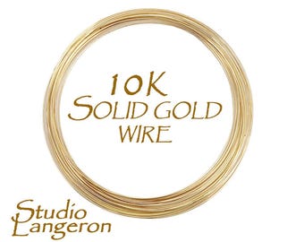 10K solid yellow gold wire 30 - 6GA Half-Hard, Gold wire, Jewelry making, 10K solid gold, Solid gold wire, Gold findings – 4 inch (10 cm)