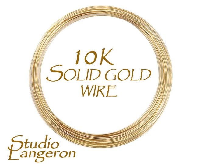 10K solid yellow gold wire 30 - 6GA Half-Hard, Gold wire, Jewelry making, 10K solid gold, Solid gold wire, Gold findings – 4 inch (10 cm)