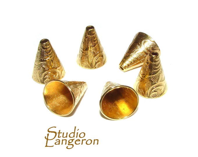 14K Gold Filled Large Bead Cones, Beading, Bead cone, Cones Gold filled, Jewelry making, End caps, Gold filled cone - 1 pair (2 pieces)