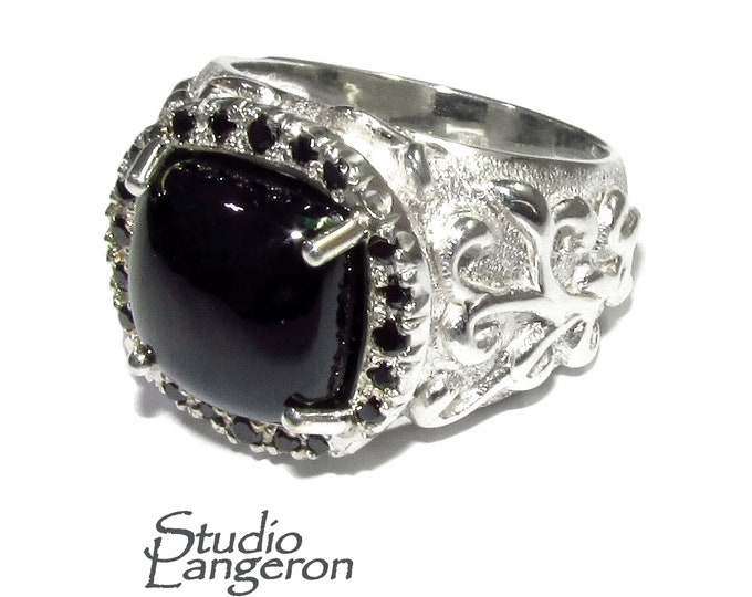 Black onyx ring 925 sterling silver, size 9, Handmade ring, single copy, 925 sterling silver, Black onyx, silver ring, gemstone - 1 piece