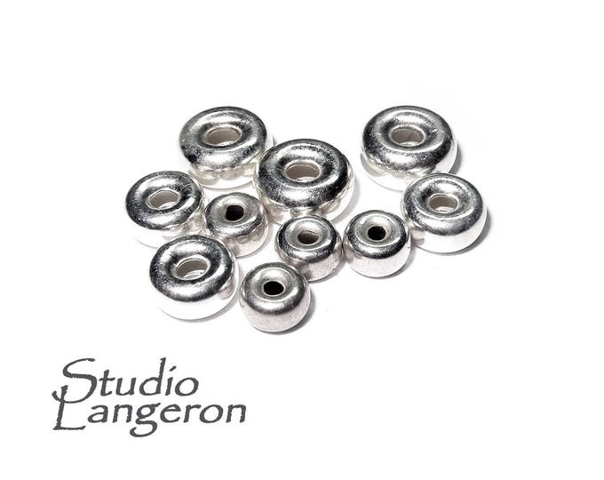 925 Sterling Silver Rondelle Beads Sizes 3-12 mm, Beads, Silver beads, Rondelle beads, Spacer Beads, Jewelry making, Silver - 1 piece