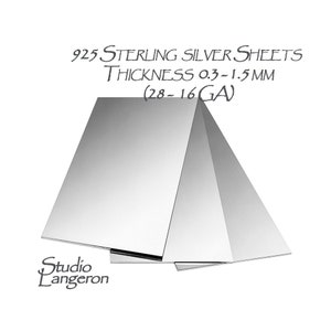 925 Sterling Silver Sheets Thickness 0.3 1.5 Mm Size 5x10, 10x10