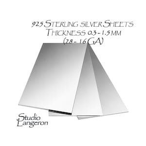925 Sterling Silber Blätter Dicke 0.3 - 1,5 mm Größe 5x10, 10x10 cm , 925 Sterling Silber, Schmuckherstellung, 925 Silber Blätter - 1 Stück