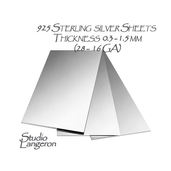 925 Sterling Silver Sheets Thickness 0.3 1.5 Mm Size 5x10, 10x10 Cm, 925  Sterling Silver, 925 Silver Plates, 925 Silver Sheets 1 Piece 