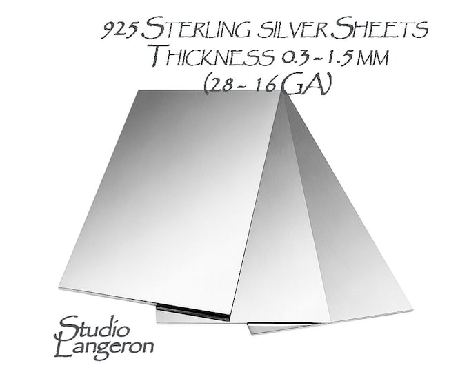 925 Sterling silver sheets Thickness 0.3 - 1.5 mm size 5x10, 10x10 cm, 925 Sterling silver, Jewelry making, 925 Silver Sheets - 1 piece