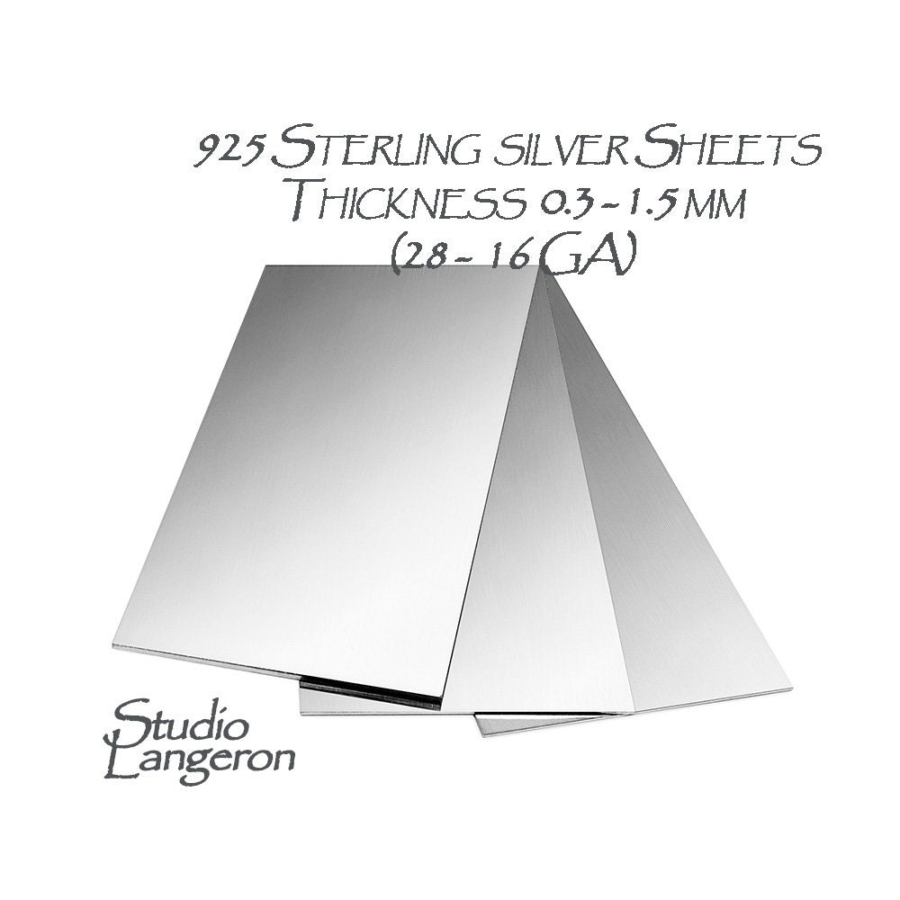 Sterling Silver Sheet, 24 gauge, 1.5 x 6 inches, fabricating sheet –  Romazone