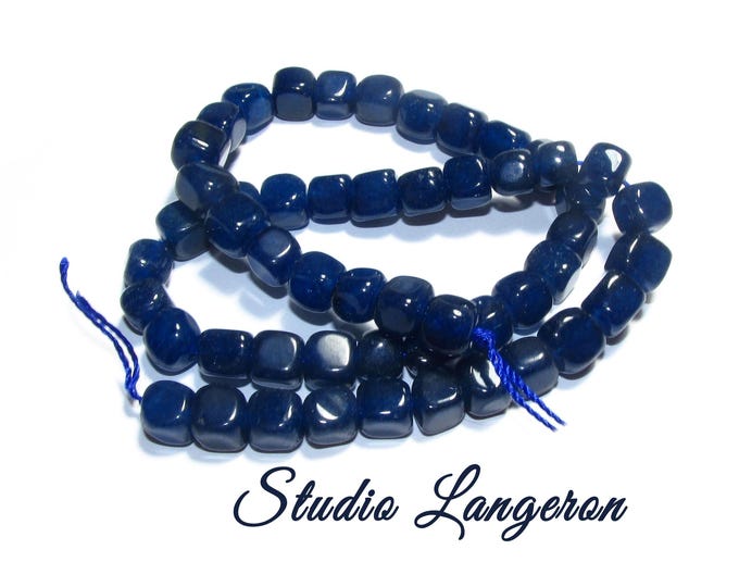 SALE!  Natural African Sapphire Beads Cube 7x7mm 1 strand 37cm long (About 50 beads), Natural Sapphire, Jewelry making - 1 strand