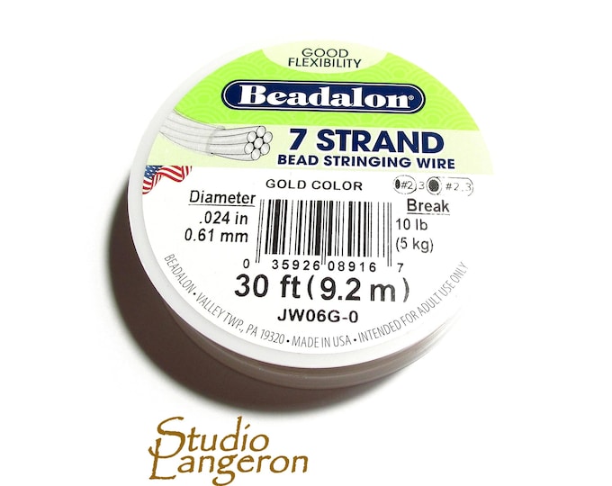 Beading wire Beadalon 7 Strand size 0.61mm gold color, Wire, Beadalon, Beading wire, Beading, Jewelry making, Gold wire - 1 spool (9.2 m)