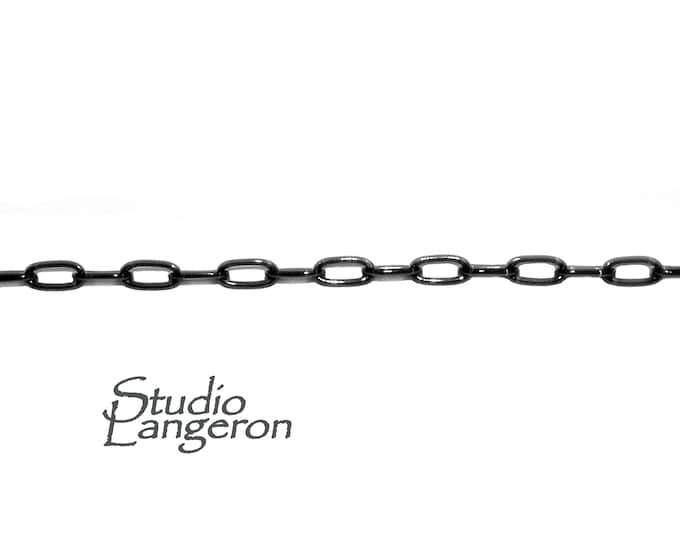 2.5x5.5 mm 925 Sterling Silver Black Rhodium Plated oval cable chain, oval silver chain, Black Rhodium, Jewelry making - 1 Ft (30 cm)