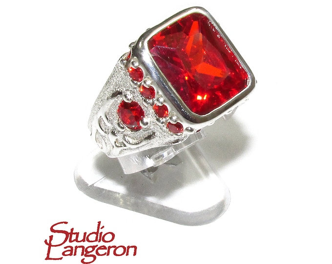 Statement Red topaz ring 925 sterling silver size 6 1/2, Handmade ring, single copy, Red topaz, silver ring, gemstone, Red topaz ring