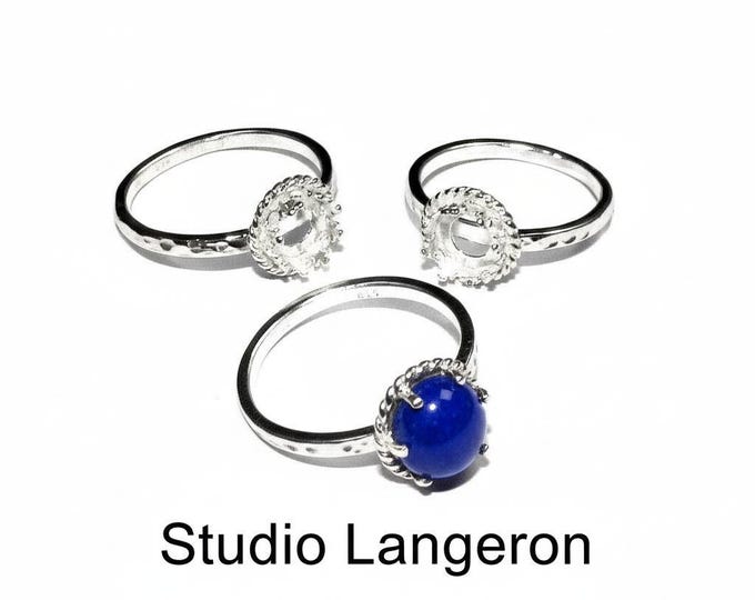 6 mm 925 sterling silver blank ring with bezel cup size 4, 5, 6, 7, 8, silver ring, bezel cup, Jewelry making, base ring, setting - 1 piece