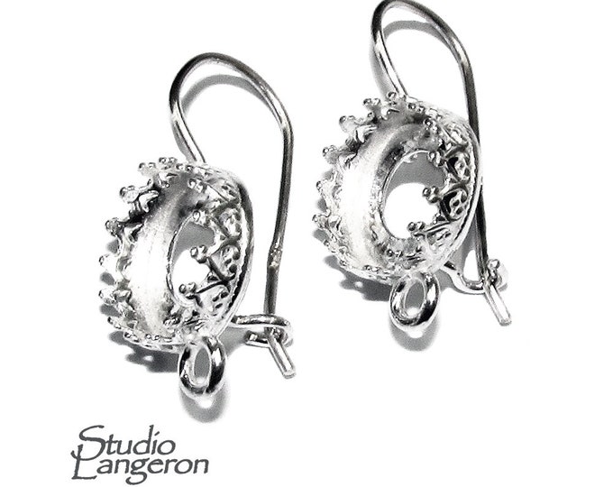10 mm 925 sterling silver blank earrings with bezel cup and closed ring, Jewelry making, Setting, bezel cup,base earrings - 1 pair (2 piece)