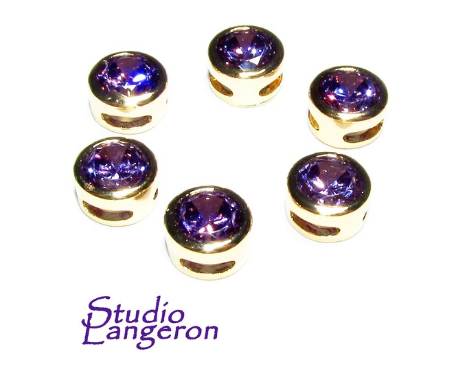 14K yellow gold filled decorative round beads with amethyst size 6.2x3.8 mm, Jewelry making, Gold filled beads, amethyst - 1 piece