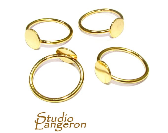 14K Yellow gold filled blank ring with platforms for gluing size 5, 6, 7, 8, base ring, Gold filled ring, Jewelry making, Setting - 1 piece