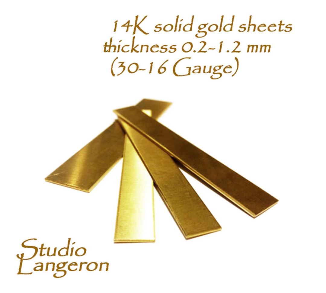14K Solid Gold Sheets Thickness 0.21.2 Mm Size 70x2.5, 70x5.0 Mm