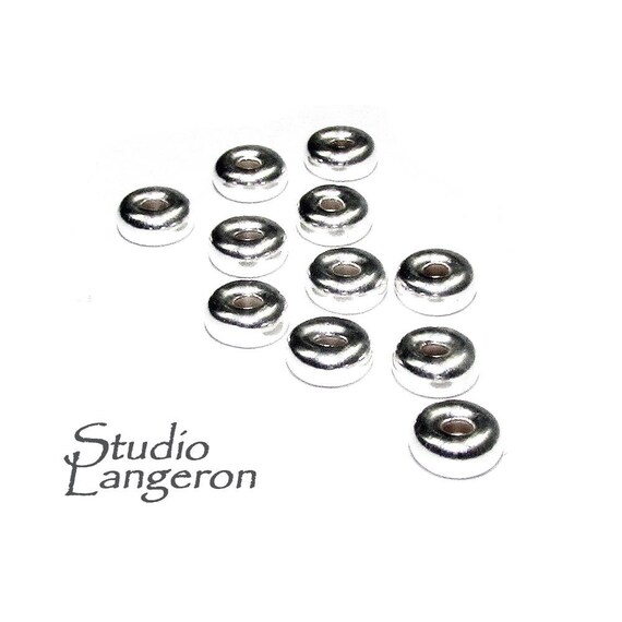 Sold Per 2 Pieces Sterling Silver 8mm Smooth Donut Shaped Beads