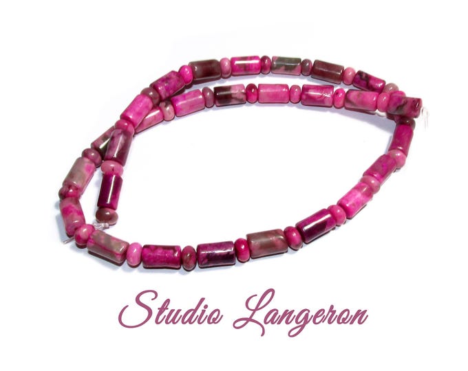 SALE!  Natural Rhodochrosite Beads Cylinder 5x8mm 1 strand 40cm long, Natural Rhodochrosite, Jewelry making - 1 strand