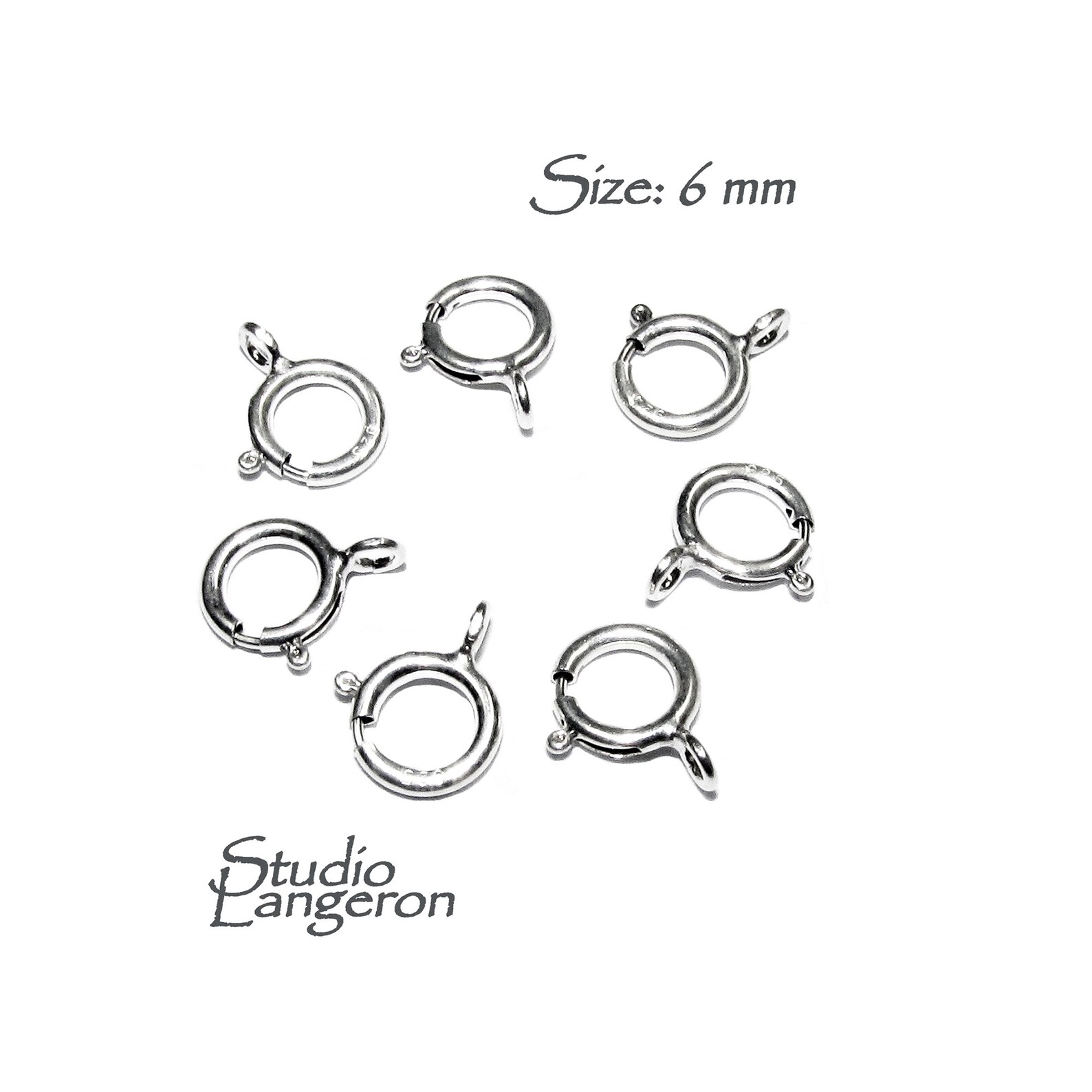 10 pcs/Pkg 925 Sterling Silver Spring ring Clasps sizes 6 mm Etsy