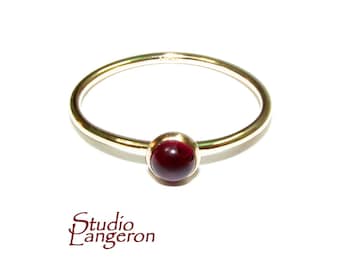 14K Yellow solid gold handmade ring with Amethyst 4 mm sizes 5, 7, Solid Gold ring, ring with garnet, Gold ring - 1 piece