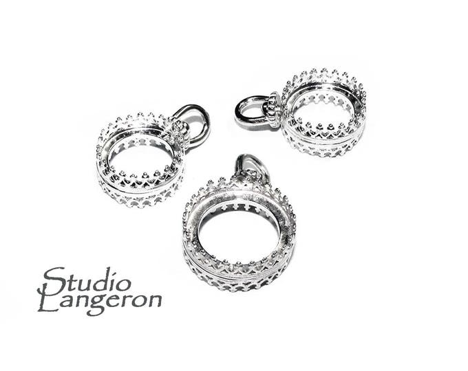 925 sterling silver blank pendant with setting 12, 14 mm, pendant silver, base pendant, bezel cup, setting, Jewelry making - 1 piece