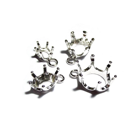 925 Sterling Silver Oval Basket 6-prong Settings With Loop Size