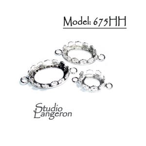 925 Sterling Silver Oval Bezel Cups with 2 loops size 8x10 - 18x25 mm, Setting, Silver bezel cup, Oval Bezel cup, Jewelry making - 1 piece