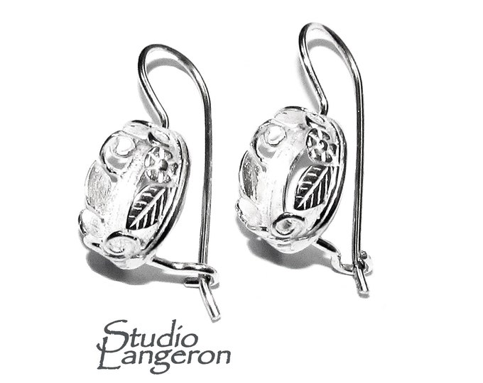 8x10 mm 925 sterling silver blank earrings with oval bezel cup, Setting, oval bezel cup, base earrings, Jewelry making - 1 pair (2 piece)