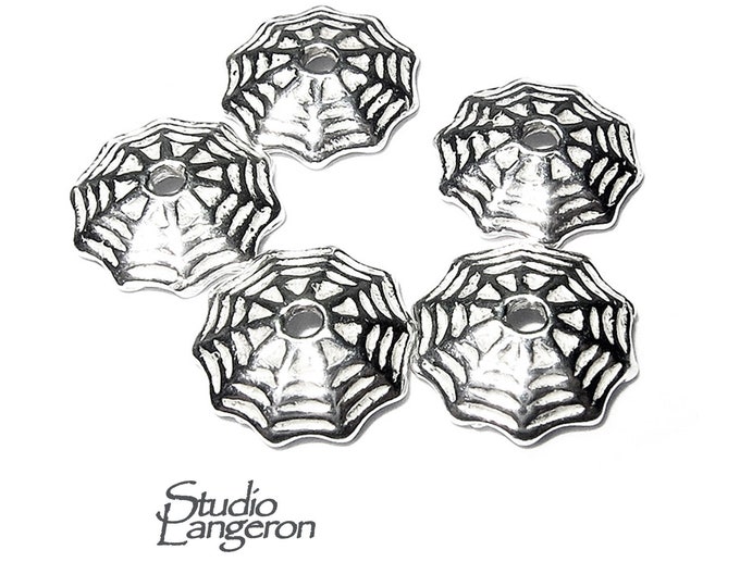 925 Sterling silver decorative shiny bead caps, Jewelry making, bead caps, silver bead cap, 925 sterling silver, flower bead caps - 1 piece