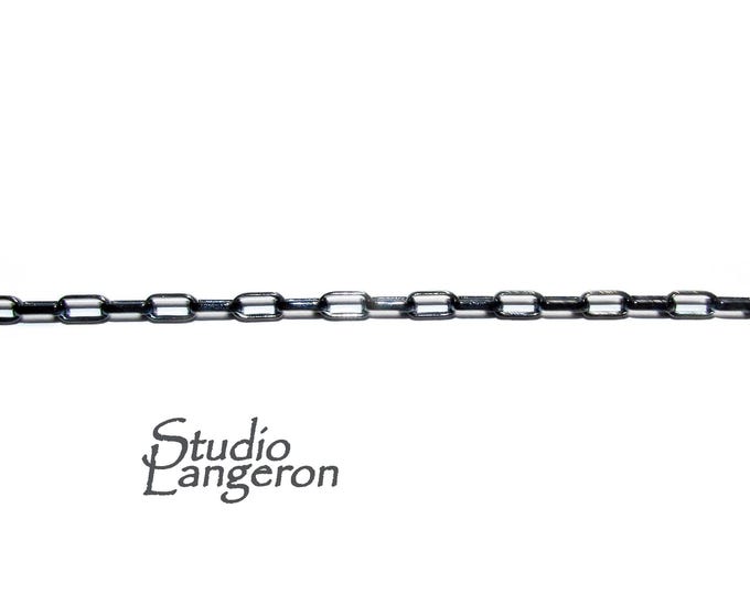 2.5x5.0 mm 925 Sterling Silver Black Rhodium Plated rectangular cable chain, Silver chain, Black Rhodium, Jewelry making - 1 Ft (30 cm)