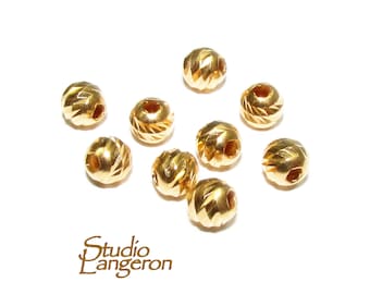 5 pcs 14K Yellow Gold filled Diamond cut Beads 4 mm, Diamond cut beads, Spacer Beads, Diamond cut, Gold filled beads, Jewelry making